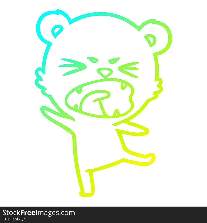 cold gradient line drawing angry cartoon polar bear