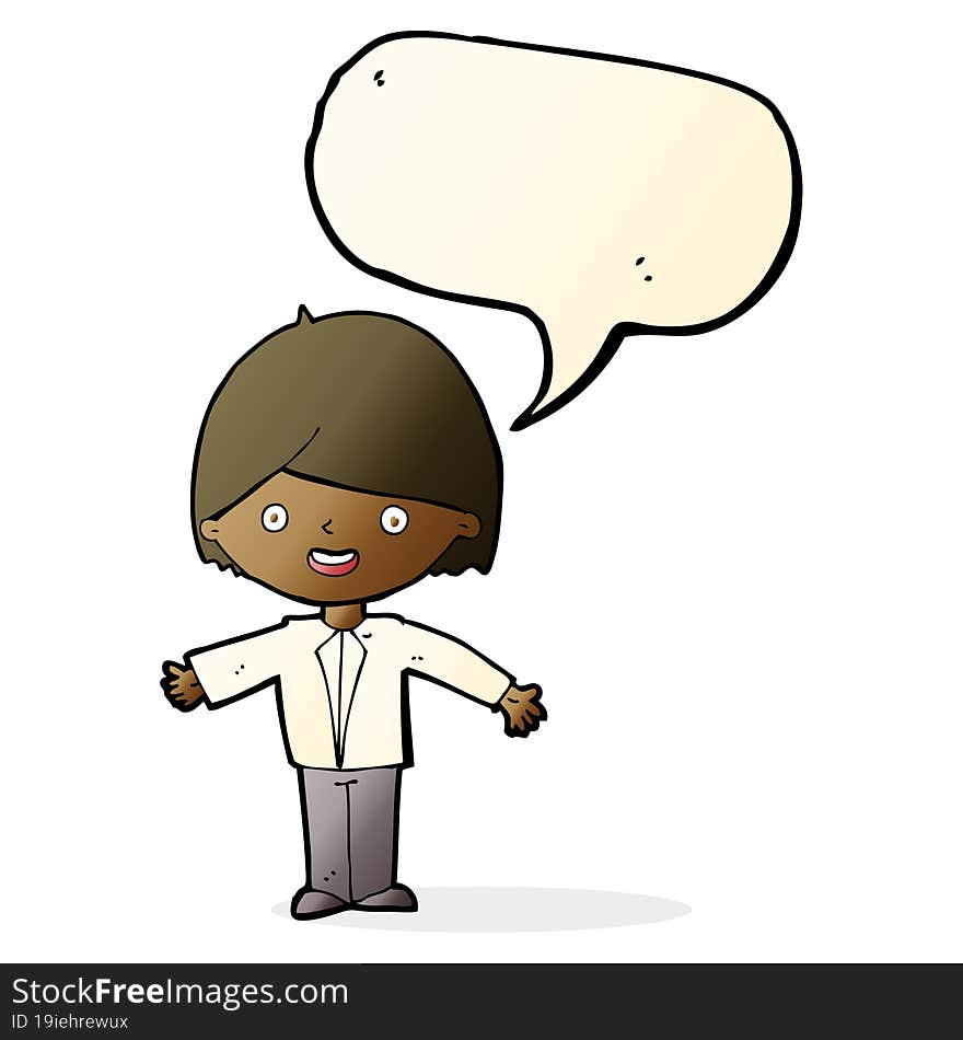 cartoon happy man with speech bubble