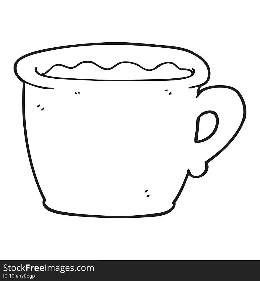 Black And White Cartoon Old Coffee Cup