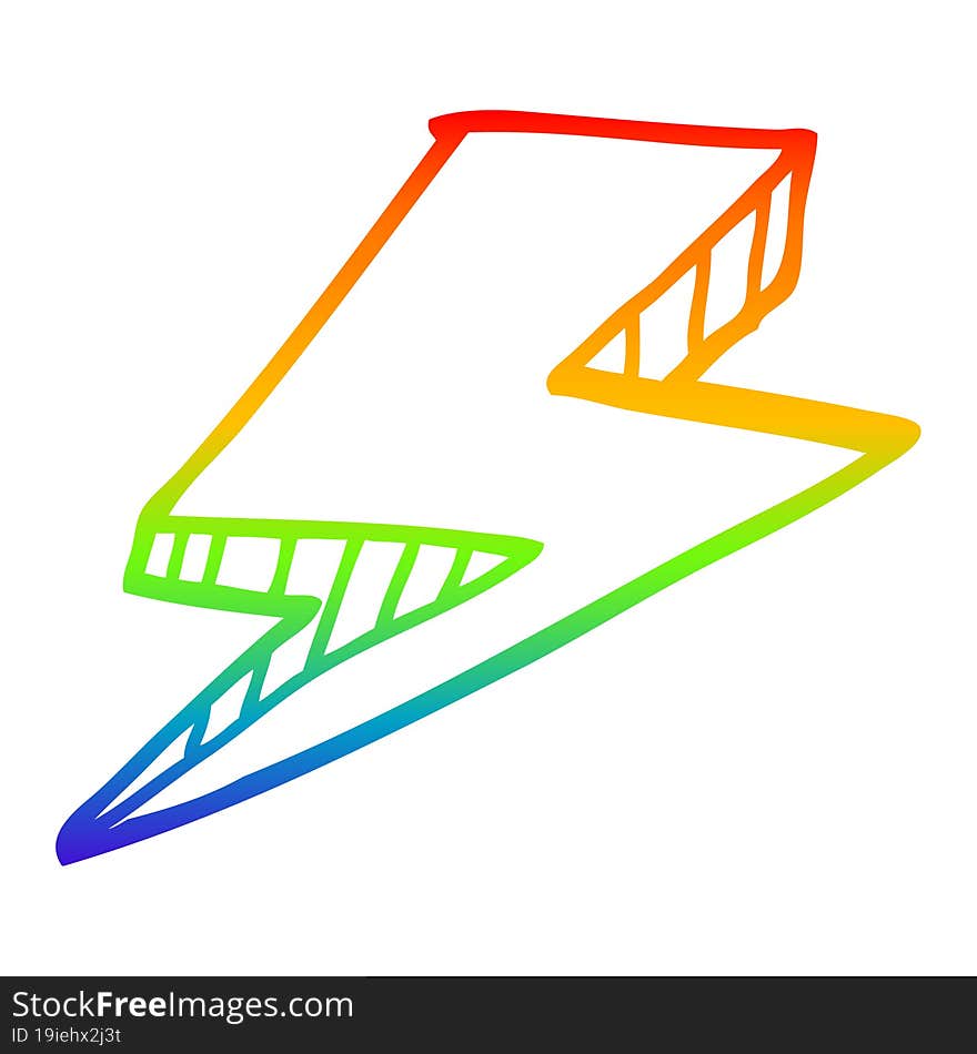 rainbow gradient line drawing cartoon lightning bolt