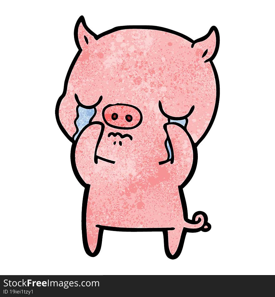 cartoon pig crying. cartoon pig crying