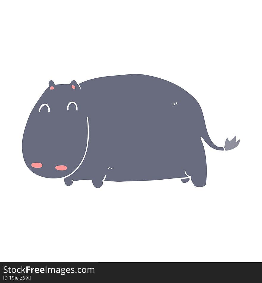 flat color style cartoon hippo