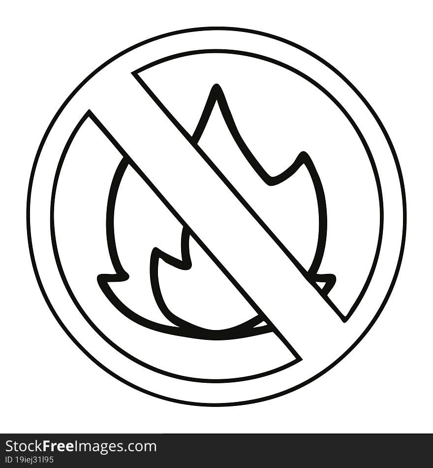 Line Drawing Cartoon No Fire Sign