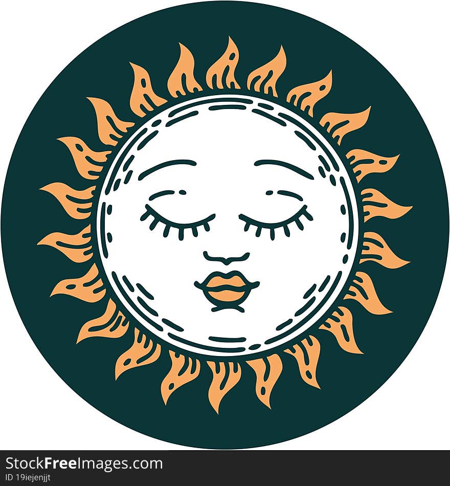 tattoo style icon of a sun