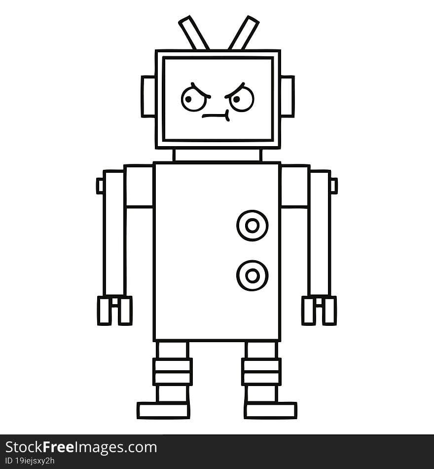 line drawing cartoon of a robot. line drawing cartoon of a robot