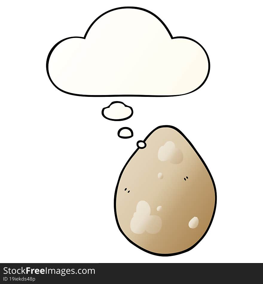 cartoon egg and thought bubble in smooth gradient style