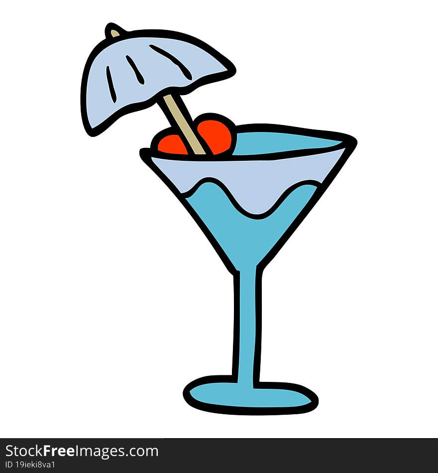 cartoon doodle martini drink