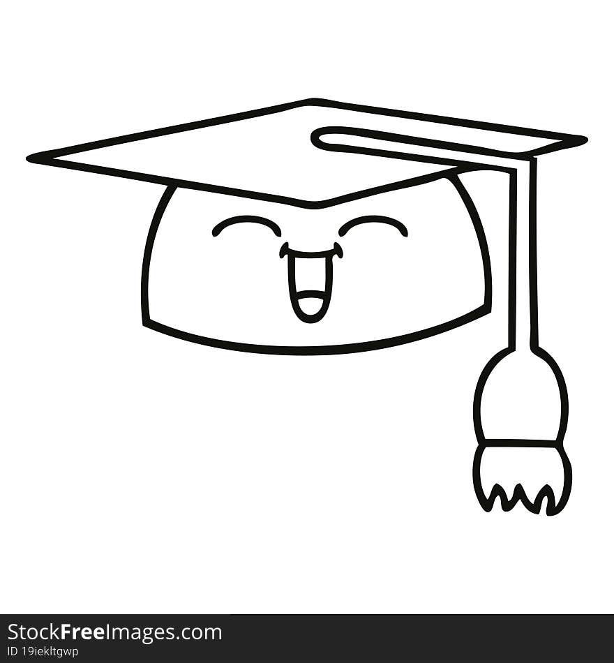 Line Drawing Cartoon Graduation Hat