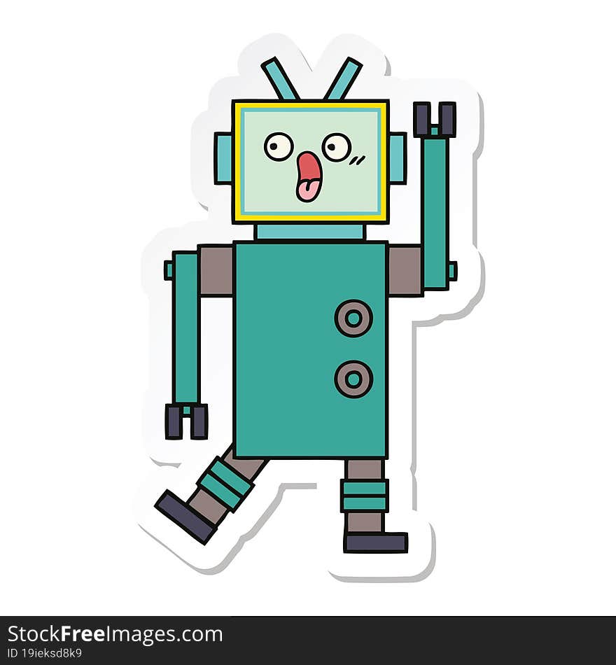 Sticker Of A Cute Cartoon Robot