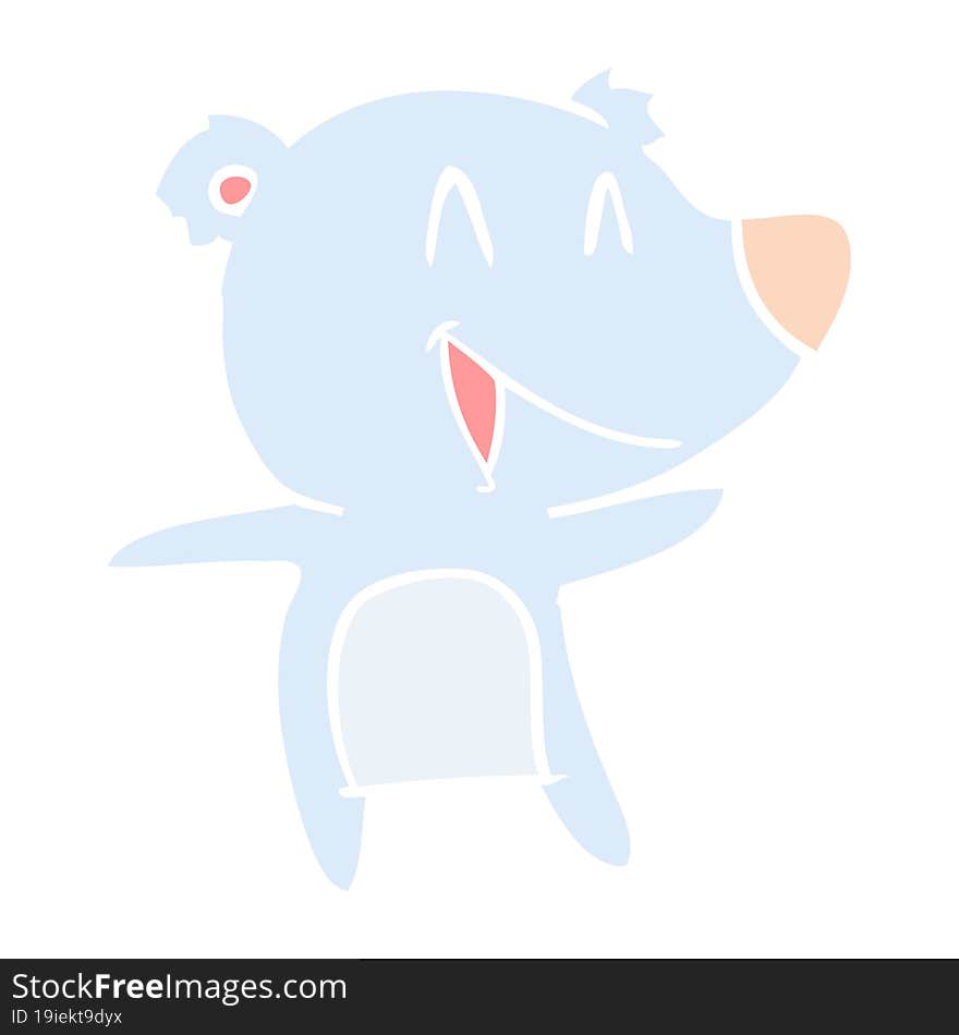 laughing bear flat color style cartoon