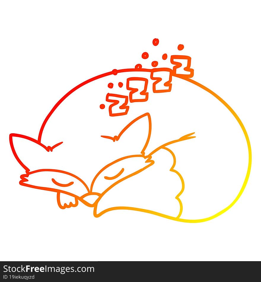 warm gradient line drawing cartoon sleeping fox