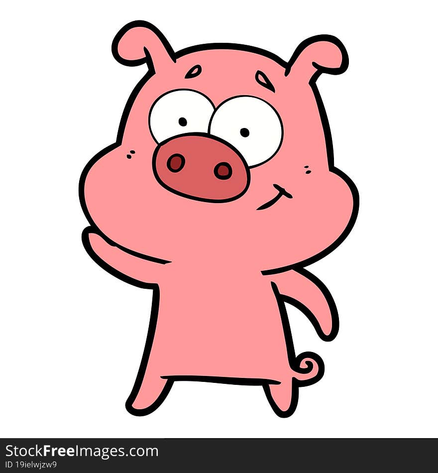 happy cartoon pig. happy cartoon pig