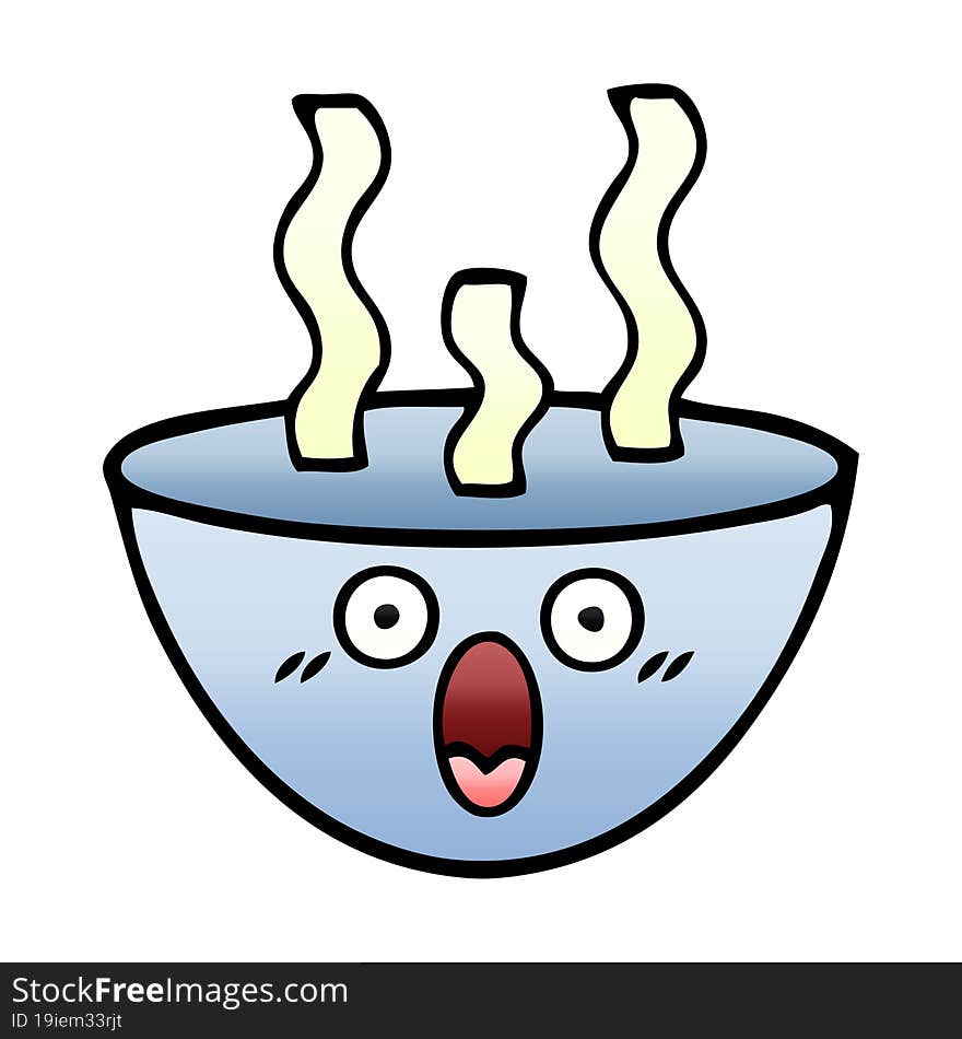 gradient shaded cartoon bowl of hot soup