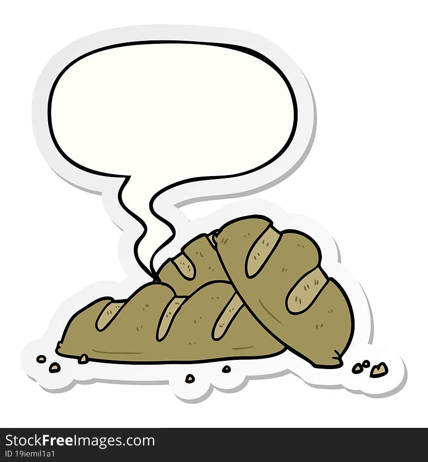 cartoon loaves of freshly baked bread and speech bubble sticker