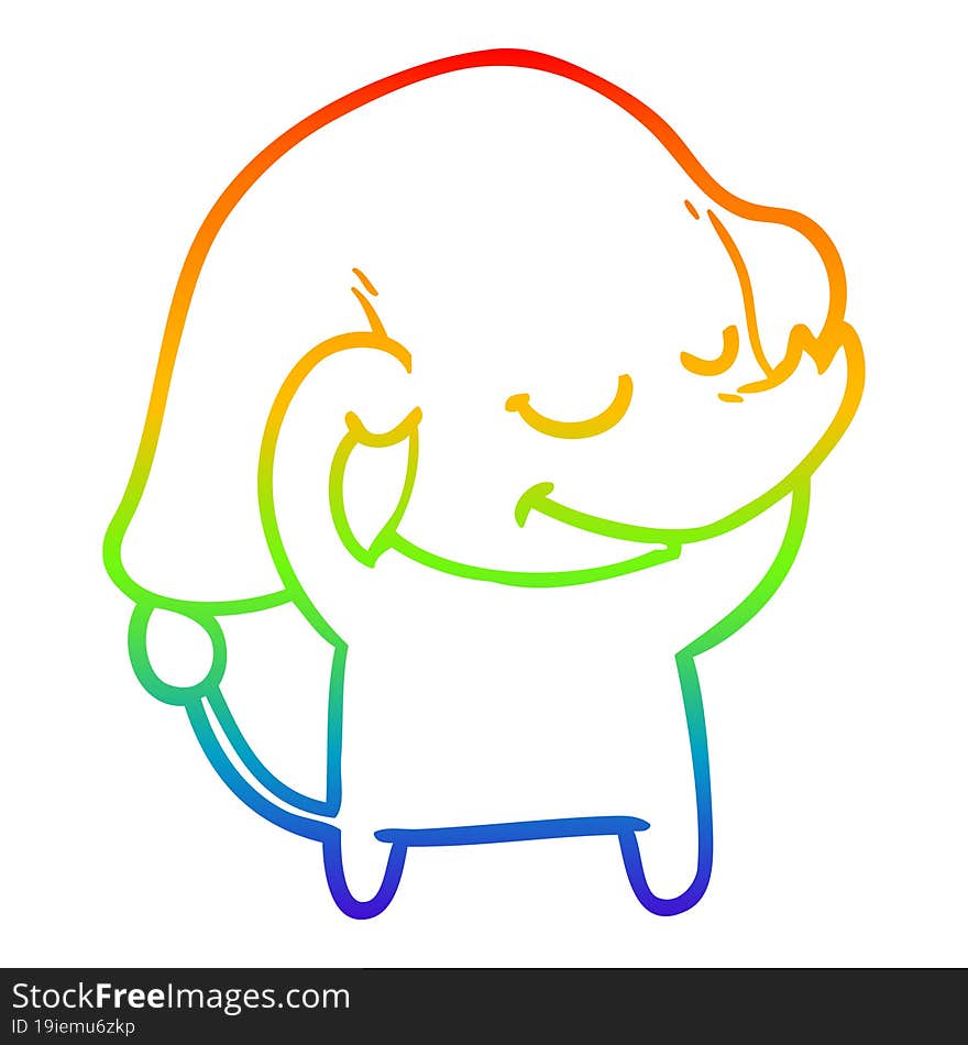 rainbow gradient line drawing cartoon smiling elephant