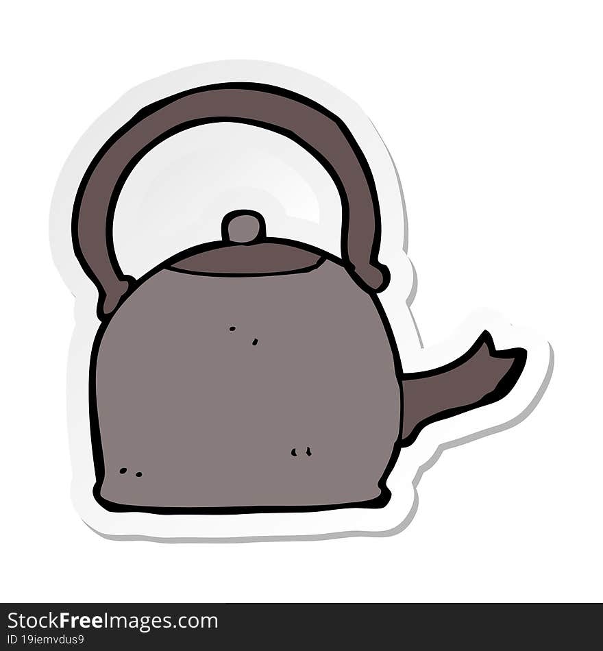 sticker of a cartoon old kettle