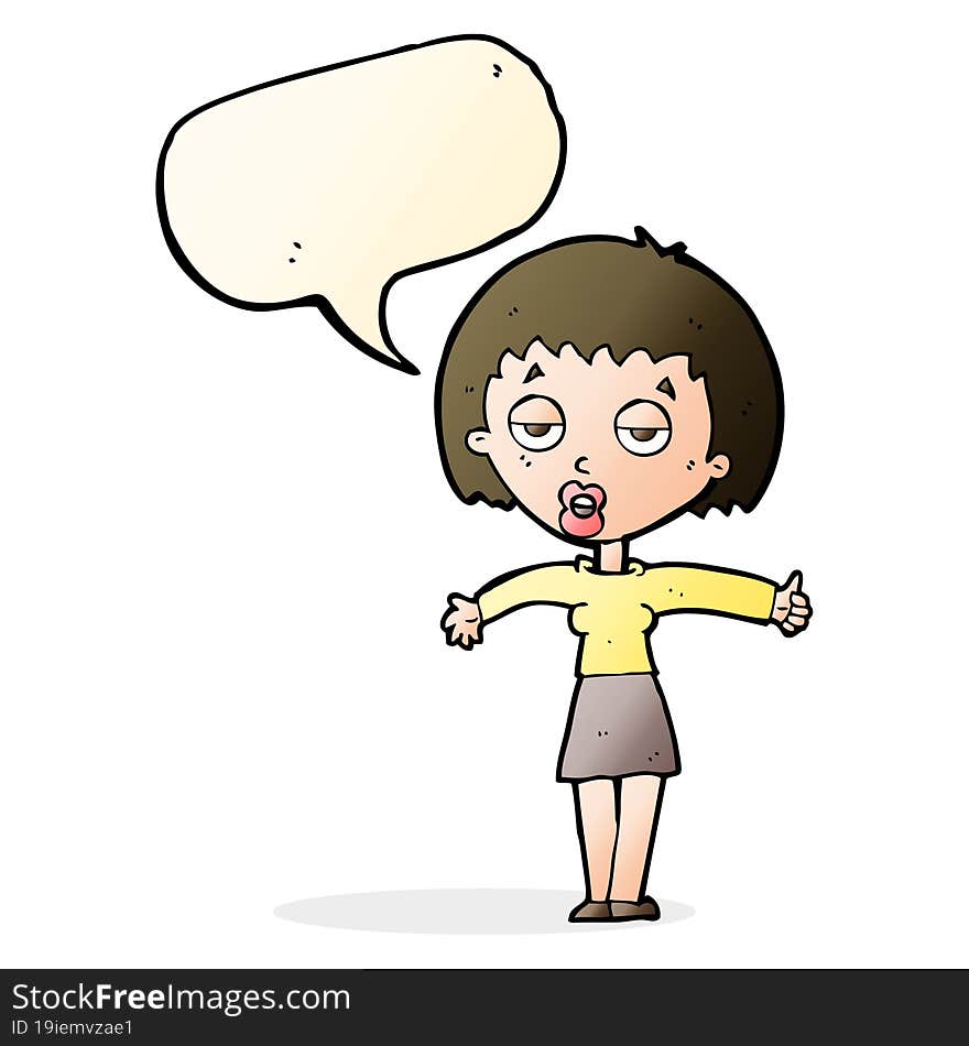 cartoon bored woman with speech bubble