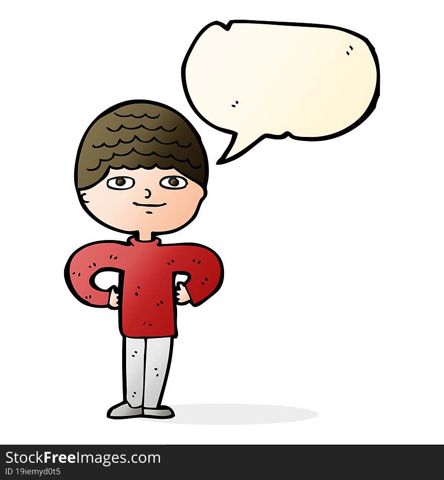 Cartoon Proud Man With Speech Bubble