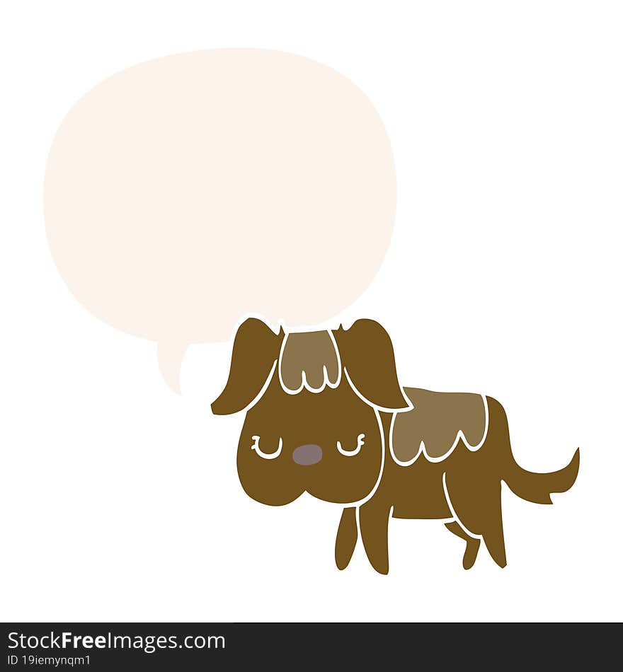 cartoon dog and speech bubble in retro style