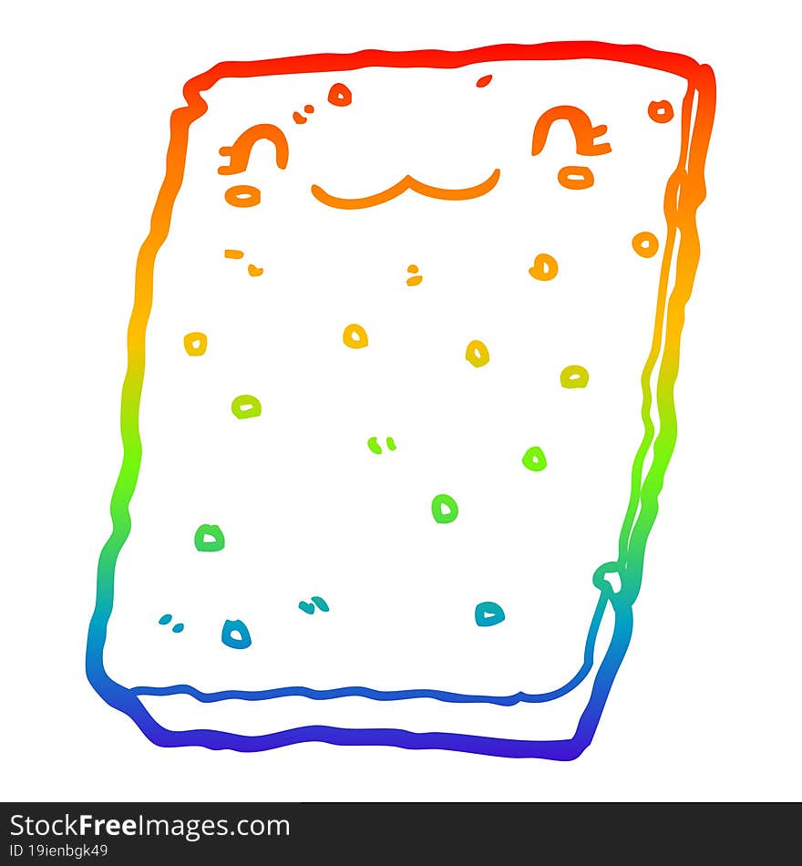 rainbow gradient line drawing cartoon biscuit