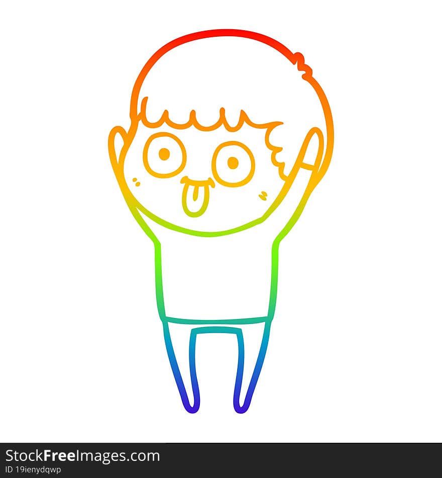 Rainbow Gradient Line Drawing Cartoon Man Staring