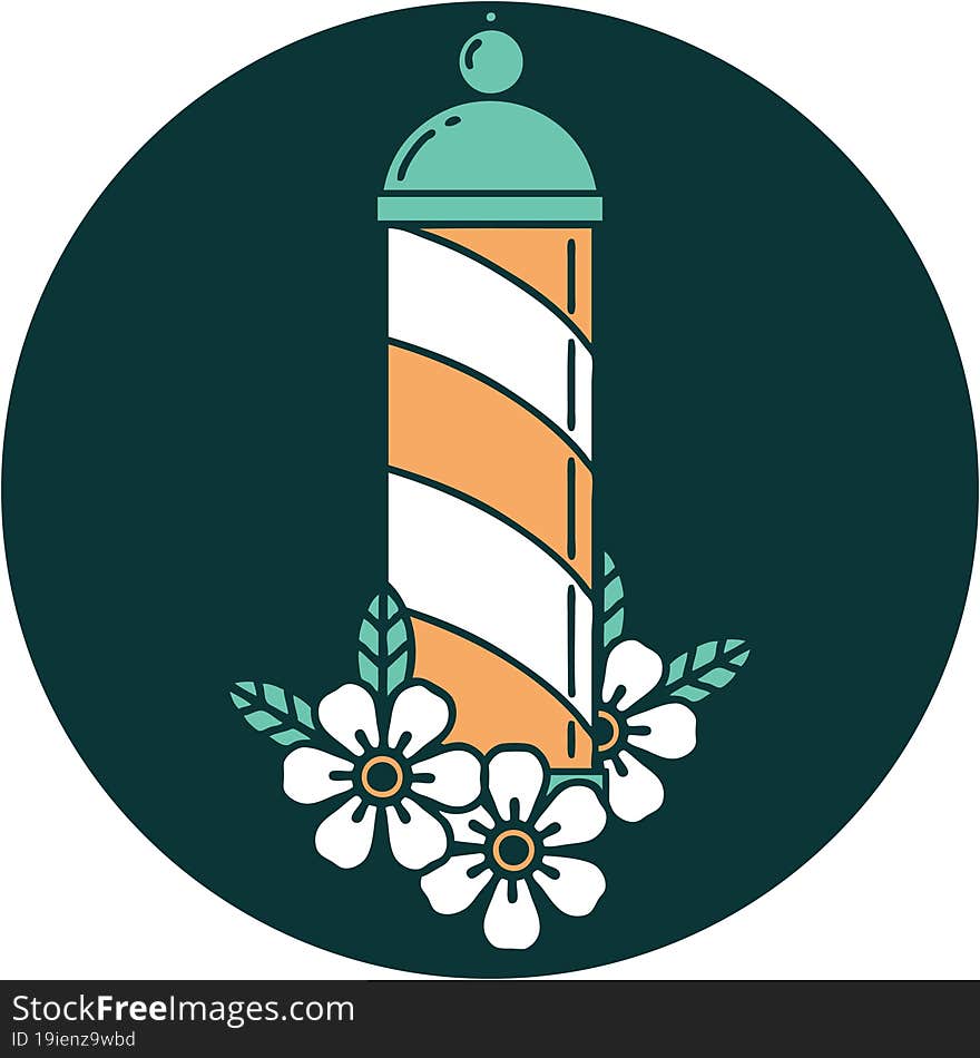 iconic tattoo style image of a barbers pole. iconic tattoo style image of a barbers pole