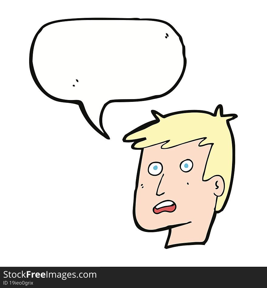 cartoon unhappy face with speech bubble