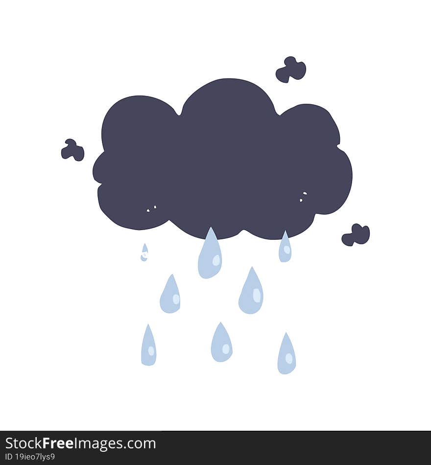 Flat Color Style Cartoon Cloud Raining