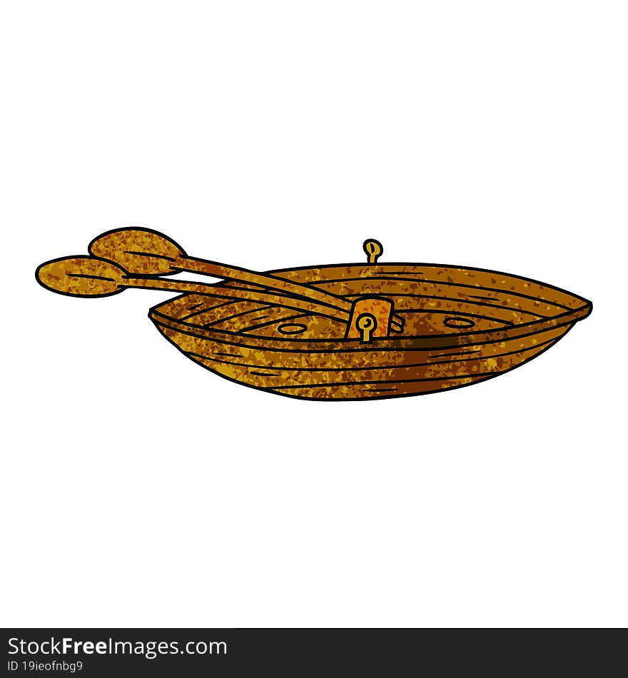 textured cartoon doodle of a wooden boat