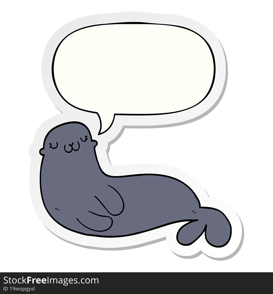 cute cartoon seal and speech bubble sticker