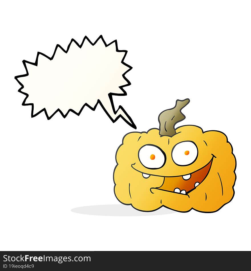 freehand drawn speech bubble cartoon pumpkin