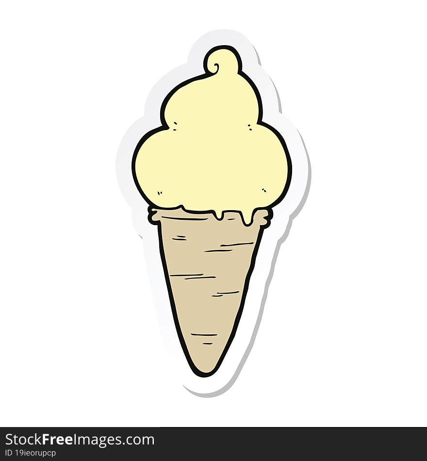 Sticker Of A Cartoon Ice Cream