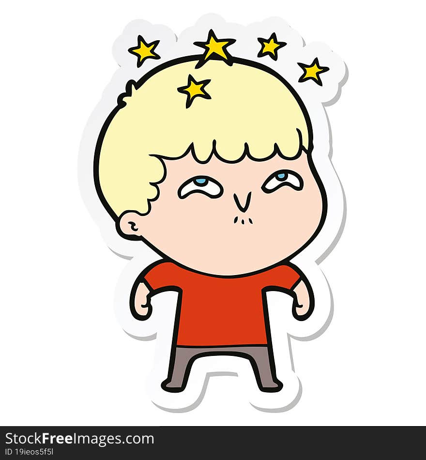 Sticker Of A Cartoon Amazed Boy