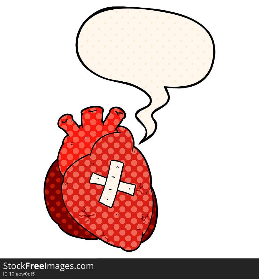 Cartoon Heart And Speech Bubble In Comic Book Style