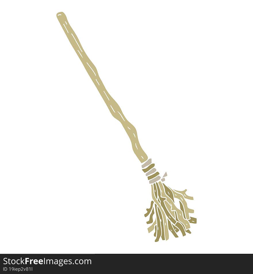 flat color illustration of a cartoon broomstick