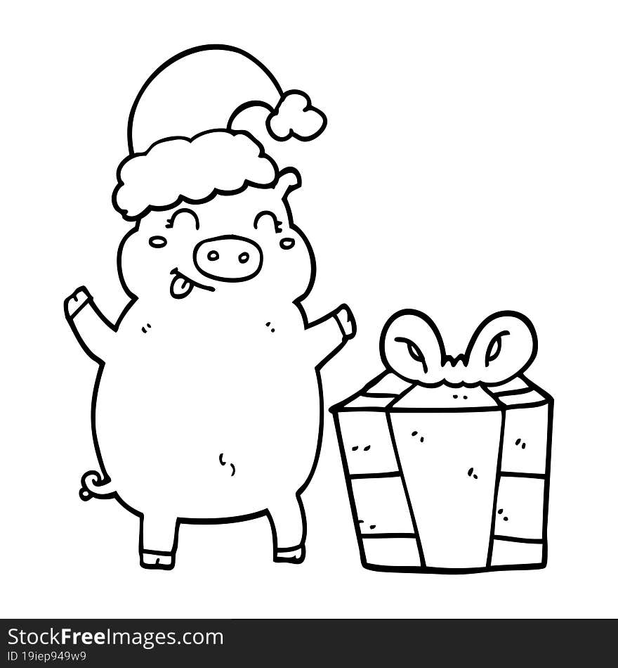 cartoon happy christmas pig