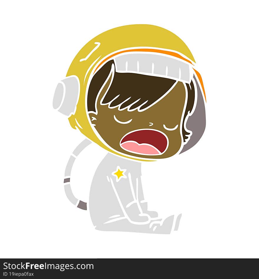 Flat Color Style Cartoon Talking Astronaut