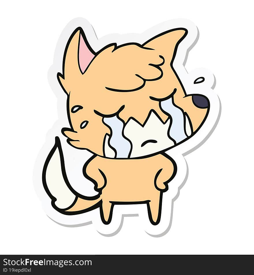 sticker of a crying fox cartoon