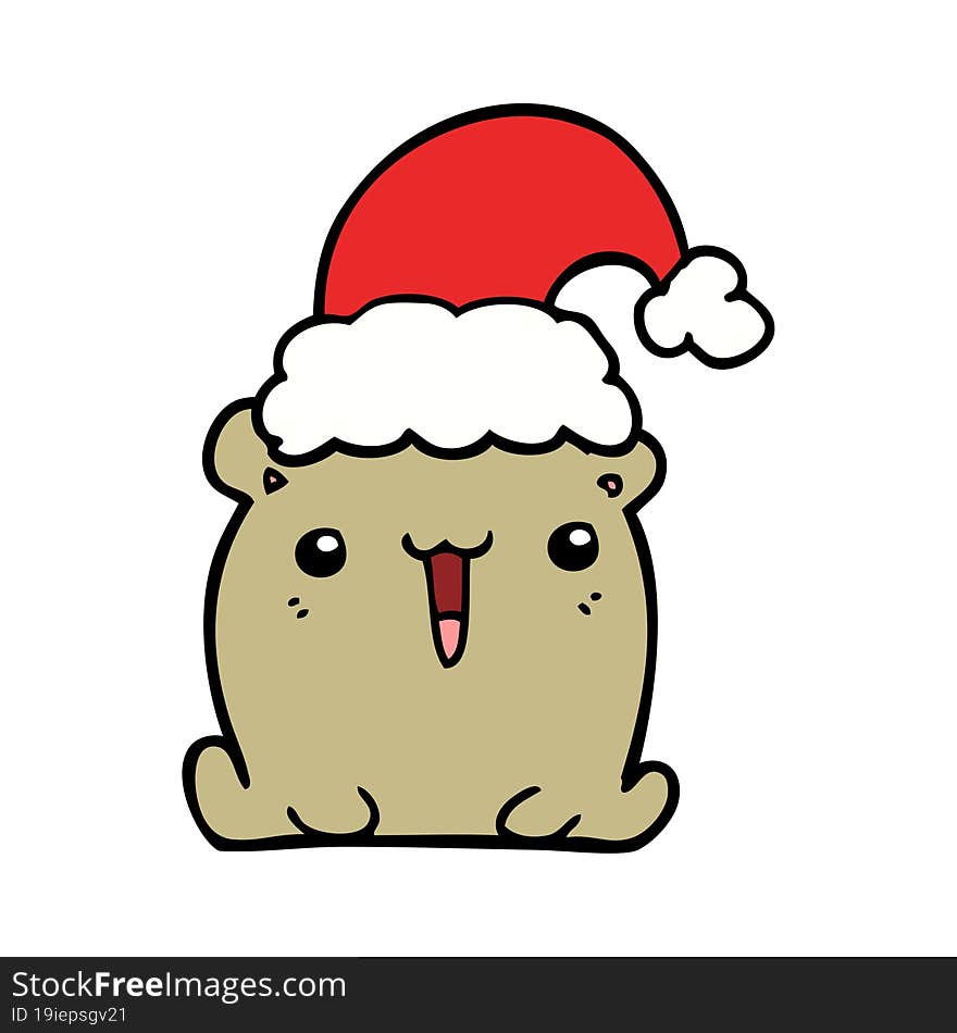 cute cartoon bear with christmas hat