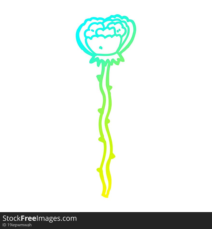 Cold Gradient Line Drawing Cartoon Flower