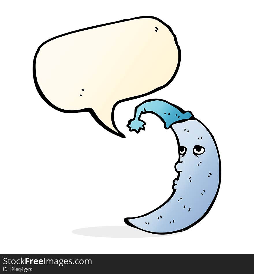 sleepy moon cartoon with speech bubble