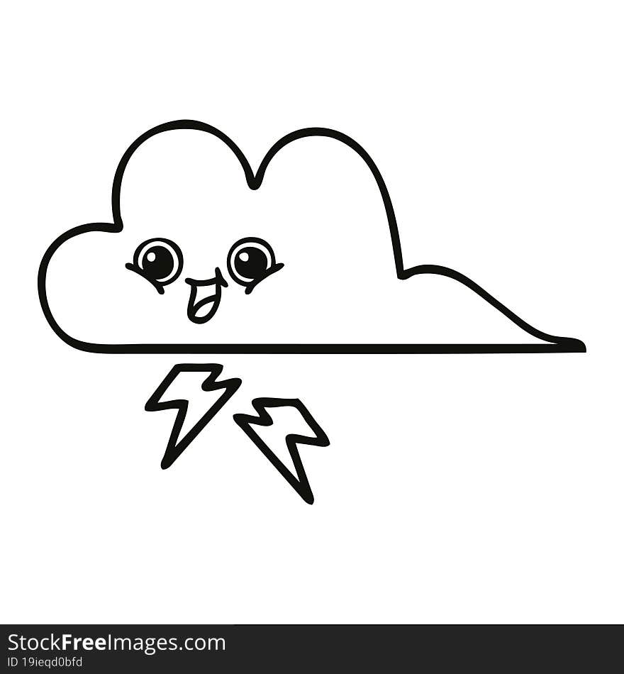 Line Drawing Cartoon Storm Cloud