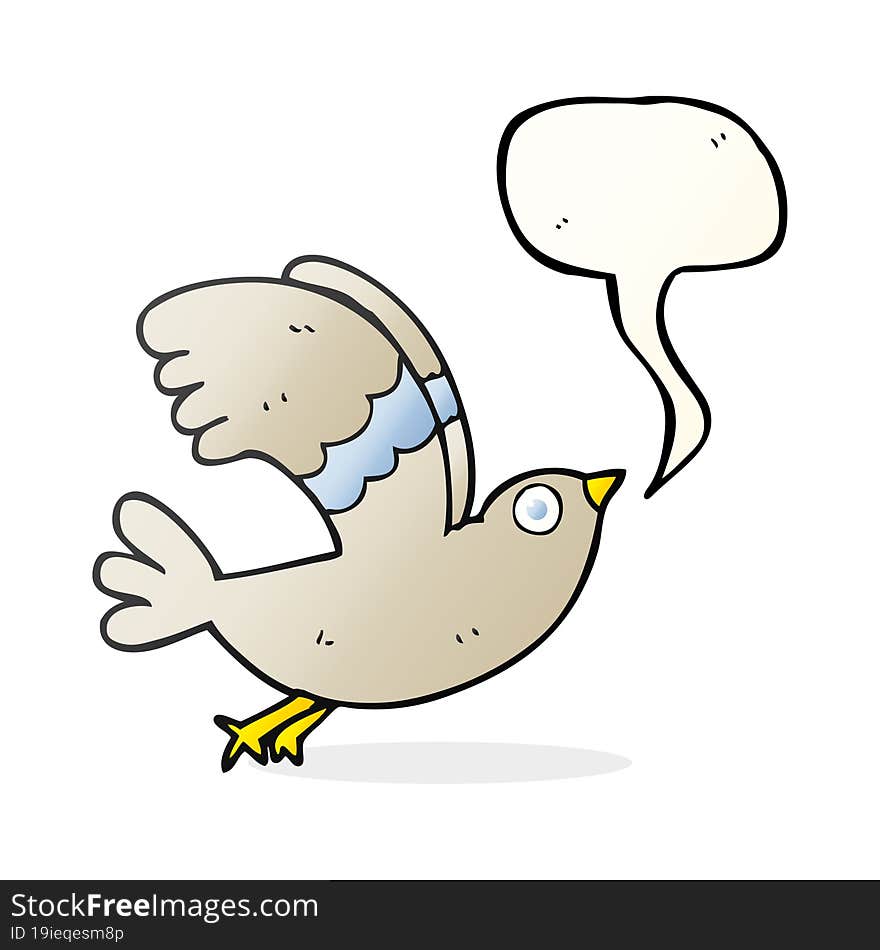 freehand drawn speech bubble cartoon bird