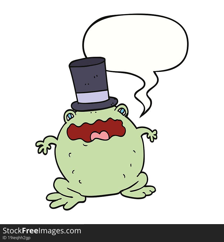 Cartoon Toad Wearing Top Hat And Speech Bubble