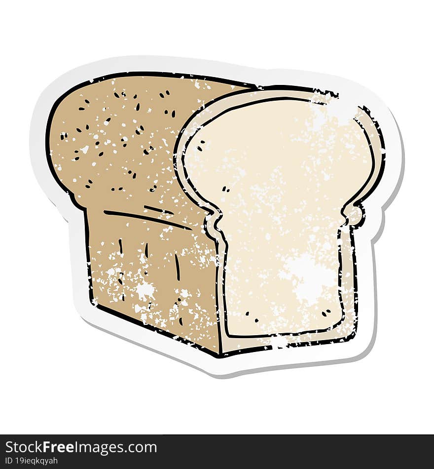 distressed sticker of a cartoon loaf of bread