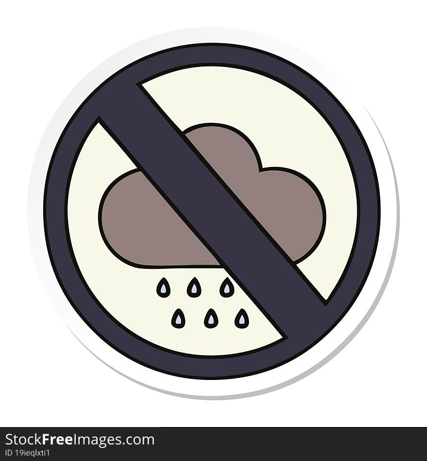 sticker of a cute cartoon storm rain cloud sign