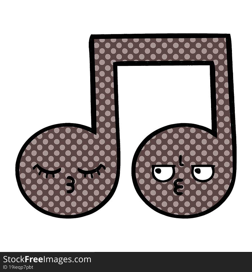 Comic Book Style Cartoon Musical Note