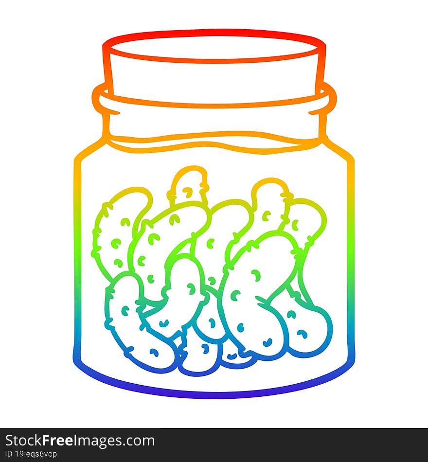 rainbow gradient line drawing cartoon pickled gherkins