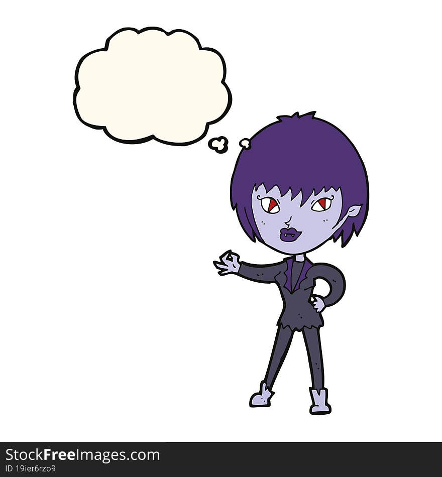 Cartoon Vampire Girl With Thought Bubble