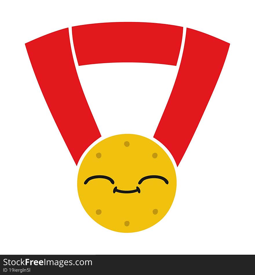 flat color retro cartoon of a gold medal